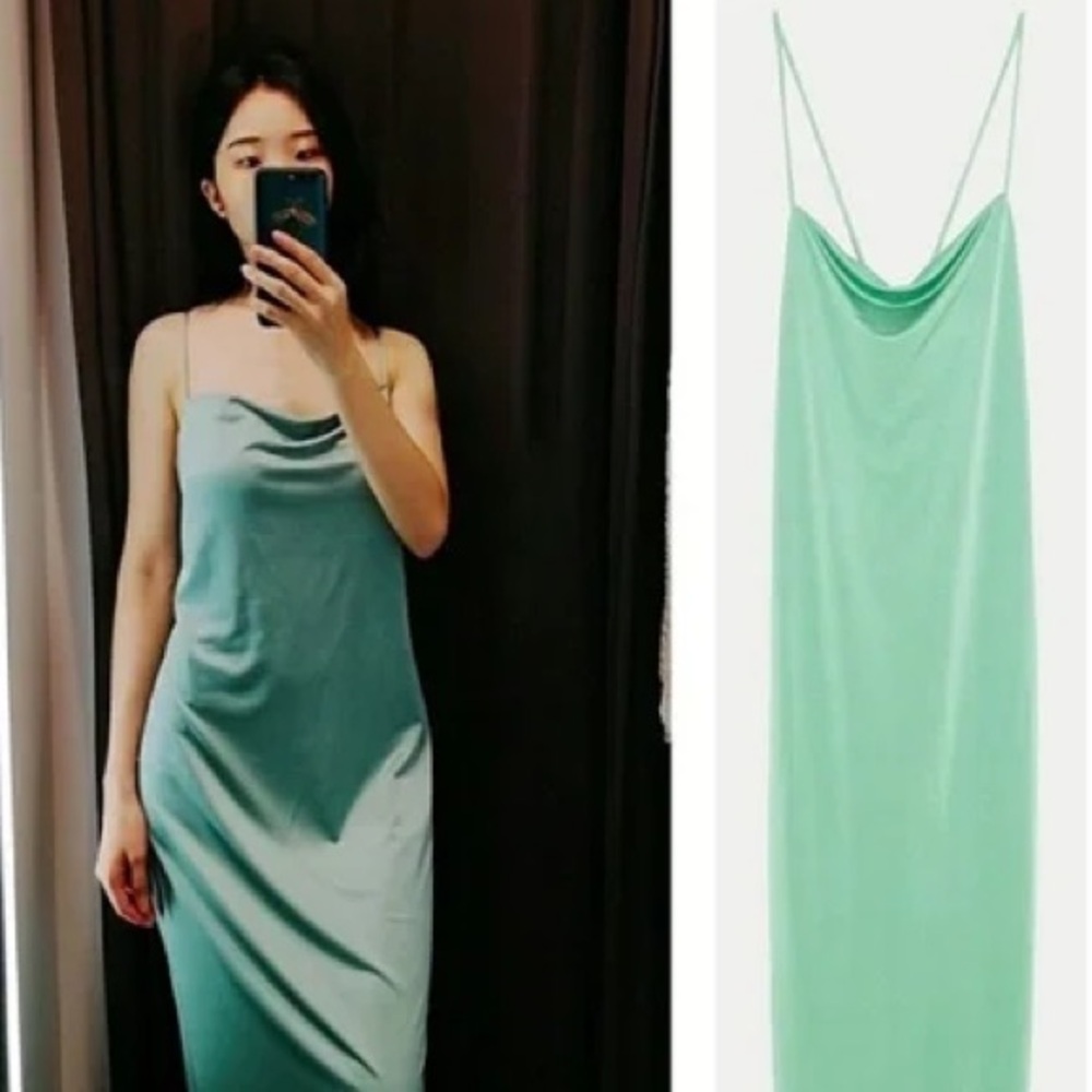 Zara Mint Green Slip Dress